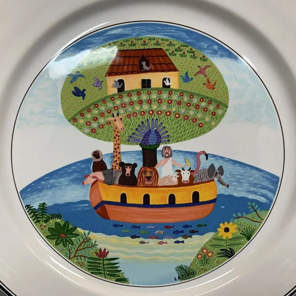 Villeroy & Boch Design Naif Laplau Charger Plate‎ Noahs Ark Animals Boat 12 3/8